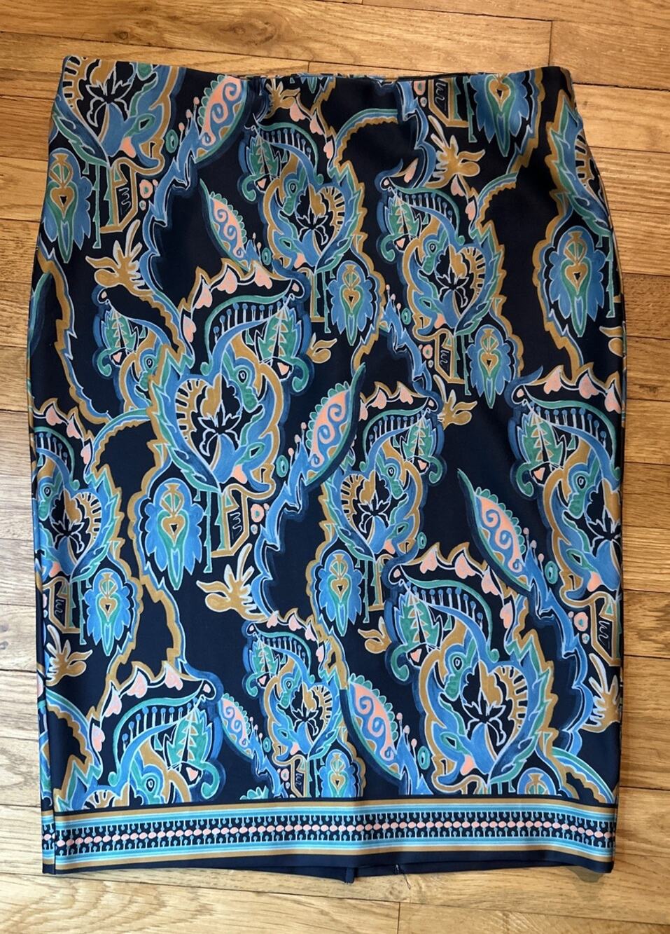 Women’s ECI Paisley Print Pencil MIDI Skirt Size XL *C7